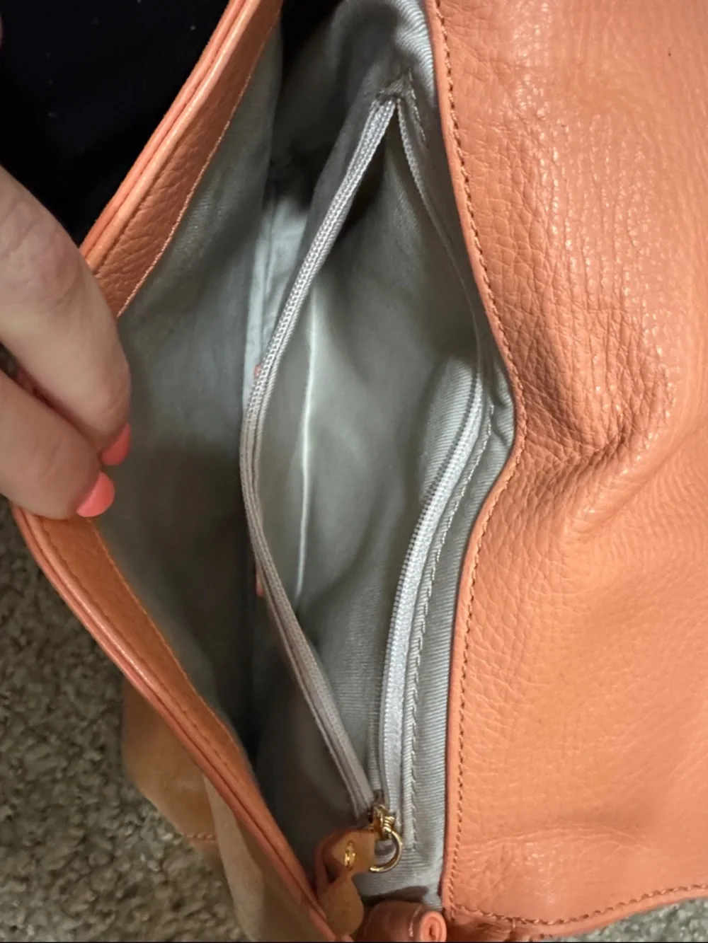 Coccinelle Suede Pink Shoulder Bag with Gold Turn-Lock - Picture 4 of 6